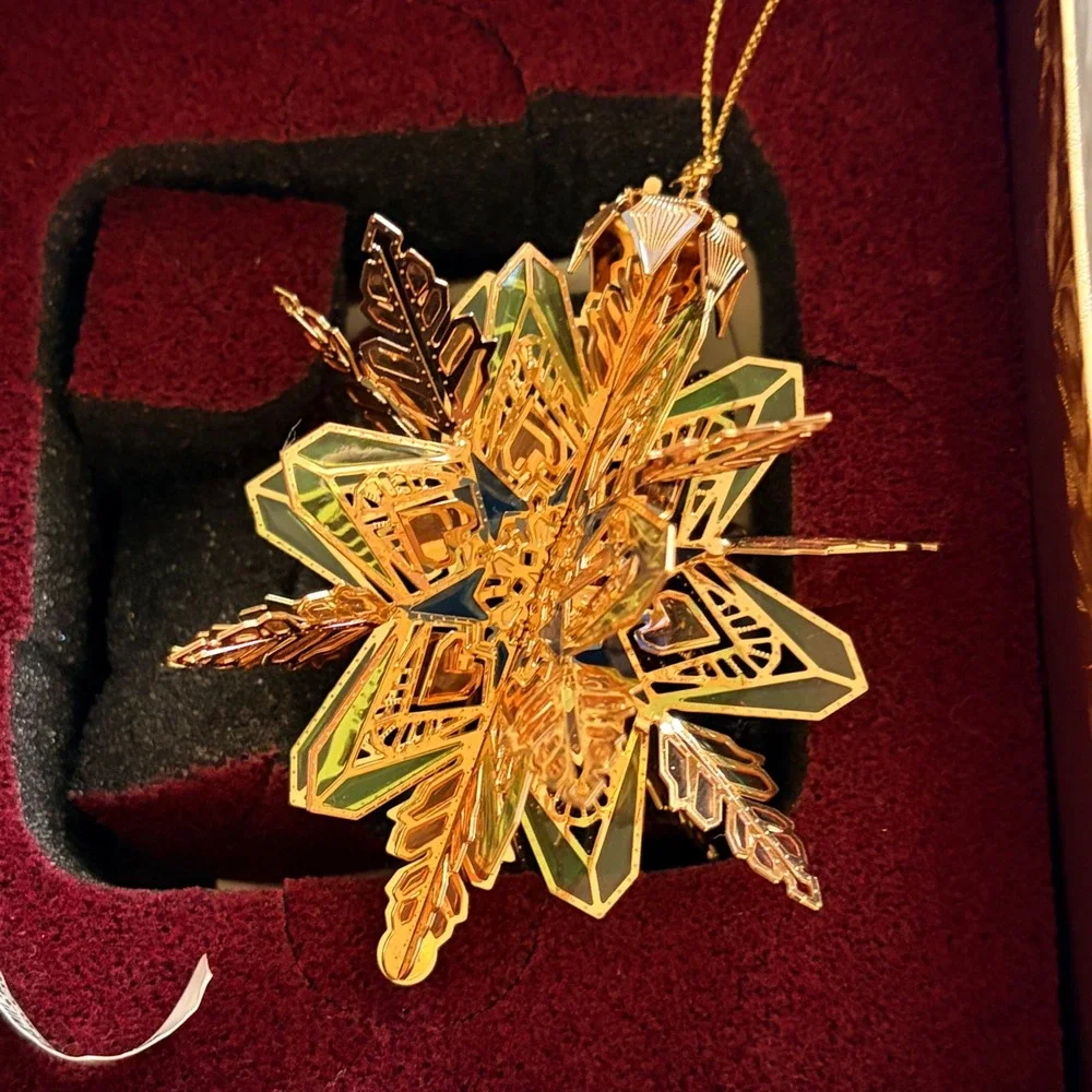 Baldwin 2007 Sparkling Snowflake Ornament 24kt Gold Finished Brass Christmas